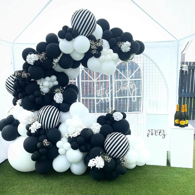 Alt view image 3 of 7 - Black White Striped Balloons 12 Pack 18 Inch Halloween Party Decorations Garland Kit