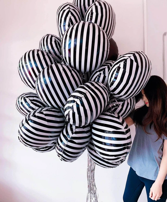 Alt view image 4 of 7 - Black White Striped Balloons 12 Pack 18 Inch Halloween Party Decorations Garland Kit