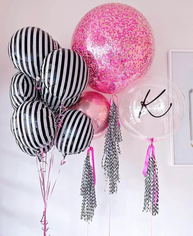 Alt view image 6 of 7 - Black White Striped Balloons 12 Pack 18 Inch Halloween Party Decorations Garland Kit