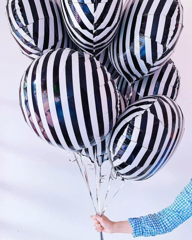 Alt view image 7 of 7 - Black White Striped Balloons 12 Pack 18 Inch Halloween Party Decorations Garland Kit