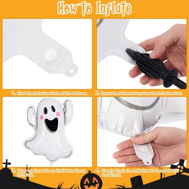 Alt view image 7 of 7 - 6 Pcs Halloween Ghost Balloons, White Ghost Shaped Foil Balloon, Large Mylar Balloons for Trick or Treat Halloween Themed Party Decoration