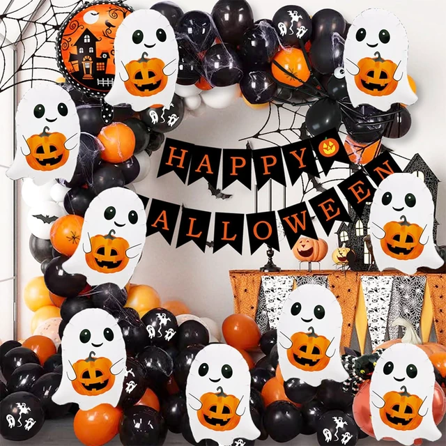 Alt view image 4 of 7 - 9 Pcs Mini Halloween Balloon Cute Pumpkin Ghosts Balloon Balloons for Ghosts Halloween Baby Shower Birthday Party Decorations
