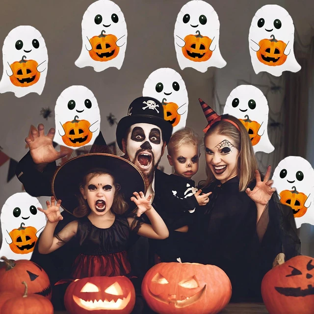 Alt view image 7 of 7 - 9 Pcs Mini Halloween Balloon Cute Pumpkin Ghosts Balloon Balloons for Ghosts Halloween Baby Shower Birthday Party Decorations