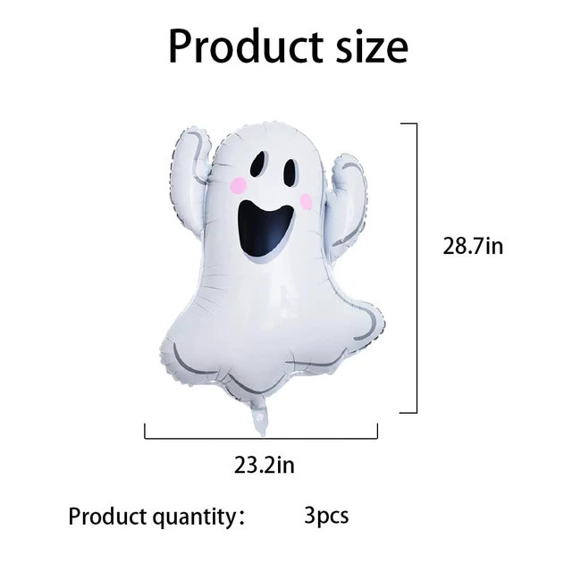 Alt view image 2 of 7 - White Ghost Balloons Halloween Foil Balloons for Ghost Themed Party Decoration Supplies Halloween Birthday Decoration Decor Ballons Arch Kits Party Balloon Set 3pcs