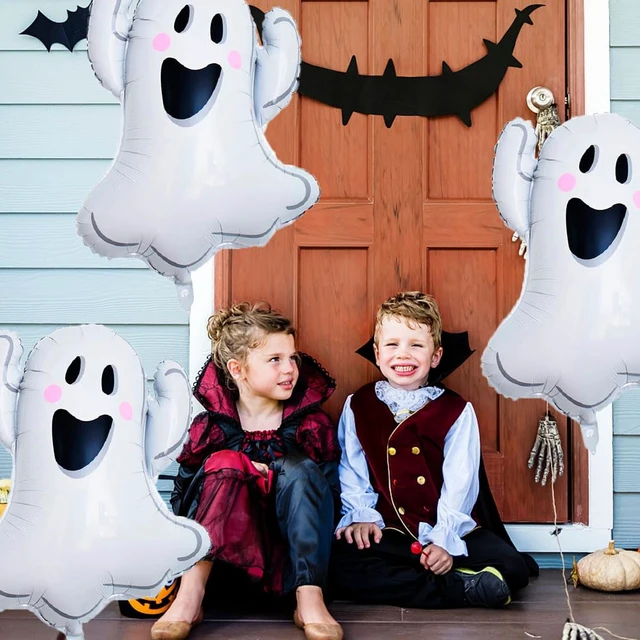 Alt view image 3 of 7 - White Ghost Balloons Halloween Foil Balloons for Ghost Themed Party Decoration Supplies Halloween Birthday Decoration Decor Ballons Arch Kits Party Balloon Set 3pcs