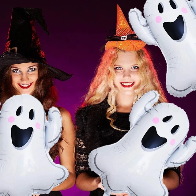 Alt view image 7 of 7 - White Ghost Balloons Halloween Foil Balloons for Ghost Themed Party Decoration Supplies Halloween Birthday Decoration Decor Ballons Arch Kits Party Balloon Set 3pcs