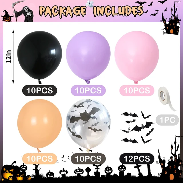 Alt view image 2 of 7 - Halloween Balloon Pastel Halloween Pink Black Purple Balloons Spooky One | Pink Halloween Balloon 3D Bat Stickers Bat Balloon for Girls Night Cute Ghost Spooky One Scary Birthday Baby Shower Party