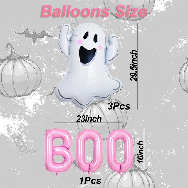 Alt view image 7 of 7 - Halloween Party Decorations Balloons - Pink Boo Balloons Spooky Foil Balloon for Halloween Birthday Party Decorations - Halloweens Party Supplies