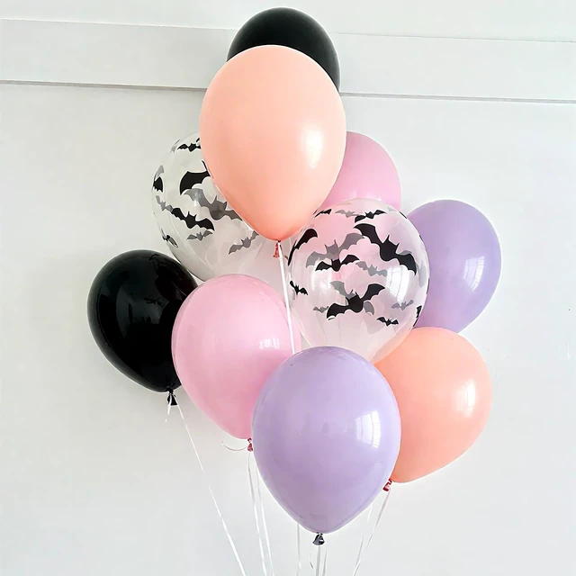 Alt view image 3 of 7 - Halloween Balloon Pastel Halloween Pink Black Purple Balloons Spooky One | Pink Halloween Balloon 3D Bat Stickers Bat Balloon for Girls Night Cute Ghost Spooky One Scary Birthday Baby Shower Party