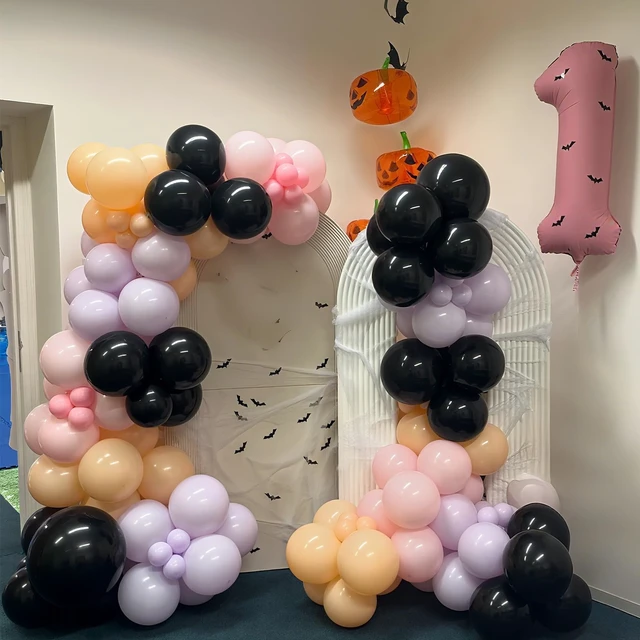 Alt view image 7 of 7 - Halloween Balloon Pastel Halloween Pink Black Purple Balloons Spooky One | Pink Halloween Balloon 3D Bat Stickers Bat Balloon for Girls Night Cute Ghost Spooky One Scary Birthday Baby Shower Party