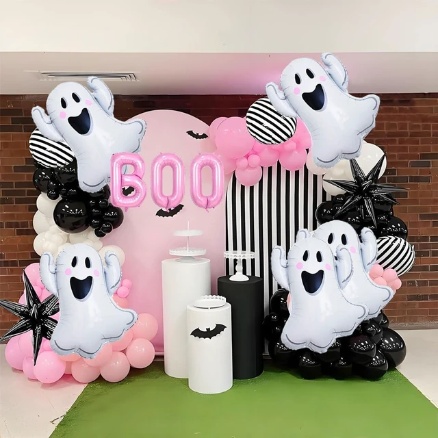Alt view image 6 of 7 - Halloween Party Decorations Balloons - Pink Boo Balloons Spooky Foil Balloon for Halloween Birthday Party Decorations - Halloweens Party Supplies