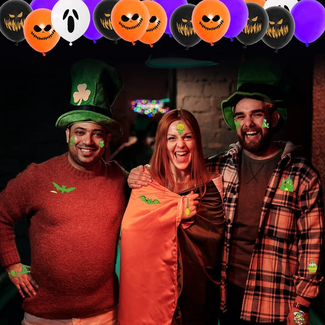 Alt view image 6 of 7 - 93Pcs Halloween Party Decorations, Halloween Birthday Party Decorations Set Including Banner Wire Lanterns Glow Tattoos Photo Props Spiders Balloons Hanging Swirls Bats Tassels