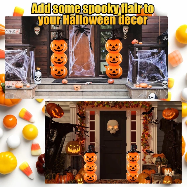 Alt view image 4 of 7 - 2 Pcs Scary Halloween Balloons Decorations Set, 31.5 Inch | Foil Halloween Pumpkin Balloons, Holiday Birthday Party Supplies, Orange