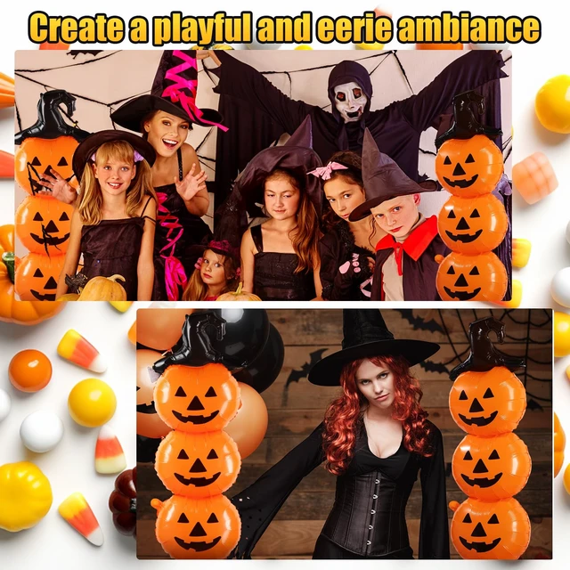 Alt view image 6 of 7 - 2 Pcs Scary Halloween Balloons Decorations Set, 31.5 Inch | Foil Halloween Pumpkin Balloons, Holiday Birthday Party Supplies, Orange