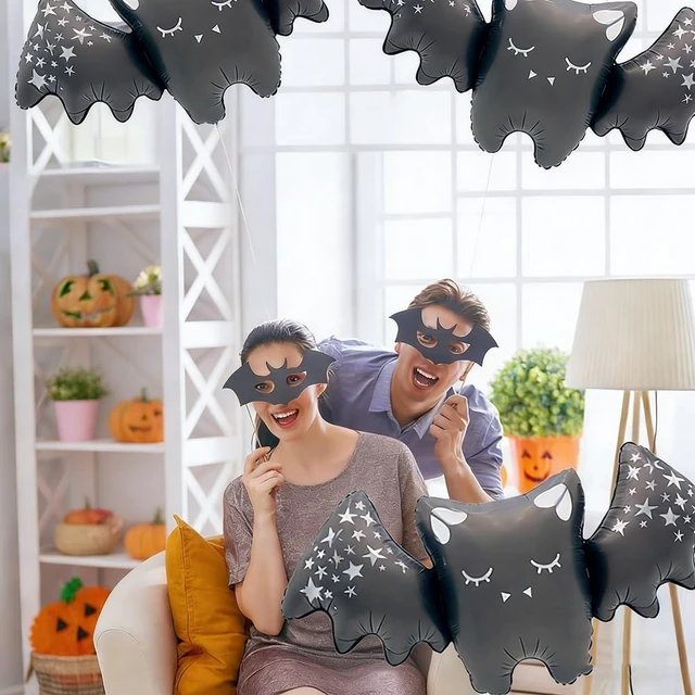 Alt view image 3 of 6 - Black Bat Balloons Man Halloween Balloons for Halloween Theme Party Supplies Spooky Party Decor Birthday Party Decorations Supplies Balloon Sets-3 Pcs