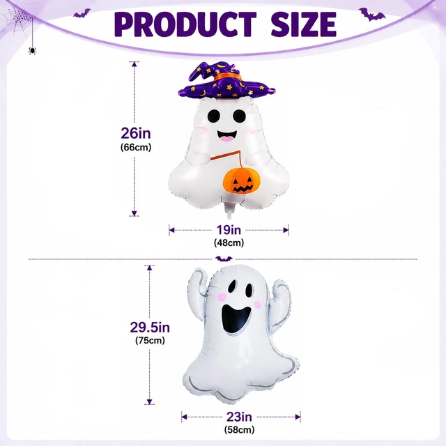 Alt view image 2 of 7 - 6 PCS Halloween Ghost Balloons Cute White Ghost Foil Balloons for Halloween Themed Party Decorations