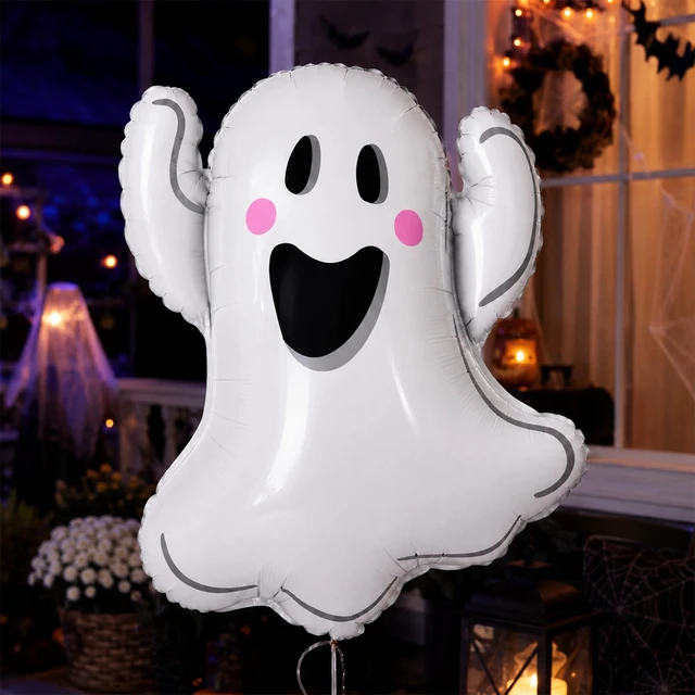 Alt view image 7 of 7 - Halloween Ghost Balloons, 6 Pack 29.5 Inch Halloween Foil Party Balloon | Large White Ghost Mylar Helium Balloon Set for Spooky Scary Happy Halloween Birthday Night Trick or Treat Party Decorations