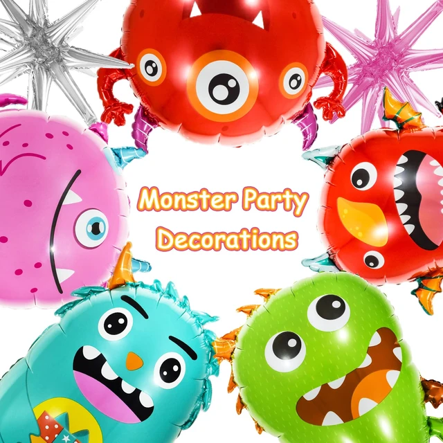 Alt view image 2 of 6 - Monster Party Balloons Decorations 2pcs Foil Stars Balloon and 5pcs Aluminum Monster Theme Balloon Set Decor Supplies for Kids Birthday Halloween Christmas Party