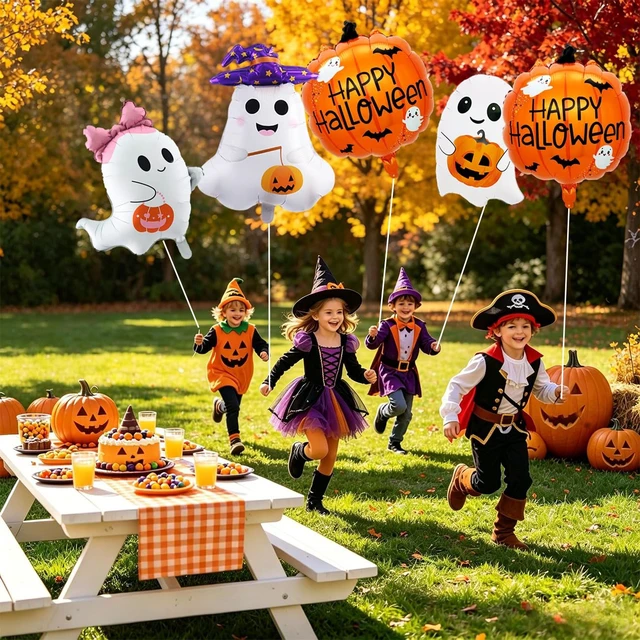 Alt view image 5 of 7 - 8PCS Halloween Party Balloons Pumpkin Balloons Ghosts Foil Balloon for Halloween Party Decorations