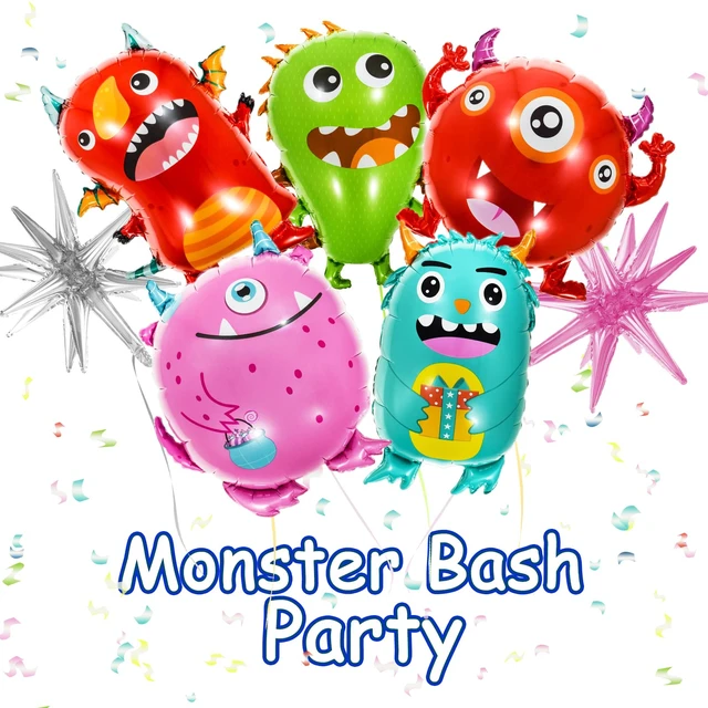 Alt view image 4 of 6 - Monster Party Balloons Decorations 2pcs Foil Stars Balloon and 5pcs Aluminum Monster Theme Balloon Set Decor Supplies for Kids Birthday Halloween Christmas Party