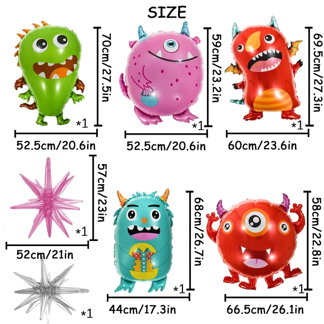 Alt view image 3 of 6 - Monster Party Balloons Decorations 2pcs Foil Stars Balloon and 5pcs Aluminum Monster Theme Balloon Set Decor Supplies for Kids Birthday Halloween Christmas Party