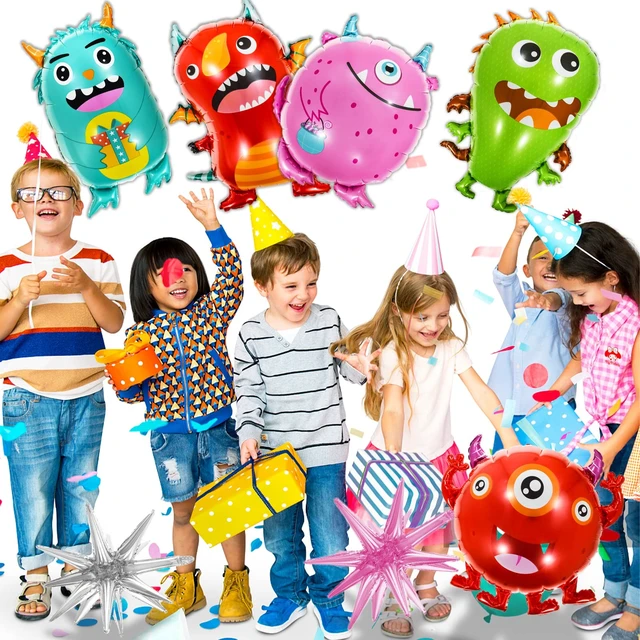 Alt view image 5 of 6 - Monster Party Balloons Decorations 2pcs Foil Stars Balloon and 5pcs Aluminum Monster Theme Balloon Set Decor Supplies for Kids Birthday Halloween Christmas Party