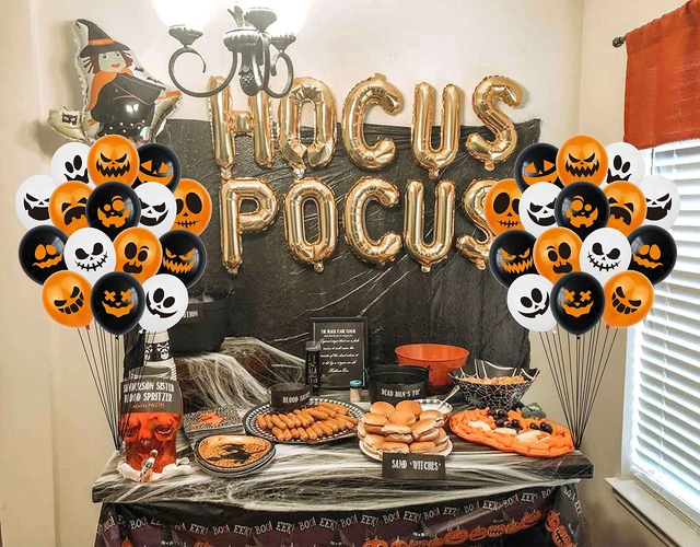 Alt view image 5 of 7 - 60Pcs Halloween Balloons | Halloween Party Decoration,12 Inch Latex Balloons,15 Styles Pumpkin and Ghost Face Balloon,Kids Birthday Party Supplies