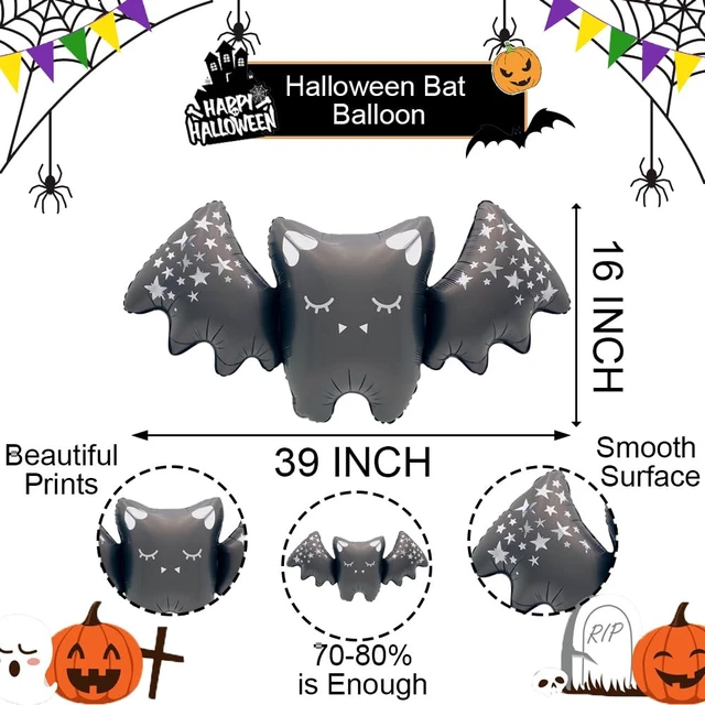 Alt view image 4 of 6 - Black Bat Balloons Man Halloween Balloons for Halloween Theme Party Supplies Spooky Party Decor Birthday Party Decorations Supplies Balloon Sets-3 Pcs