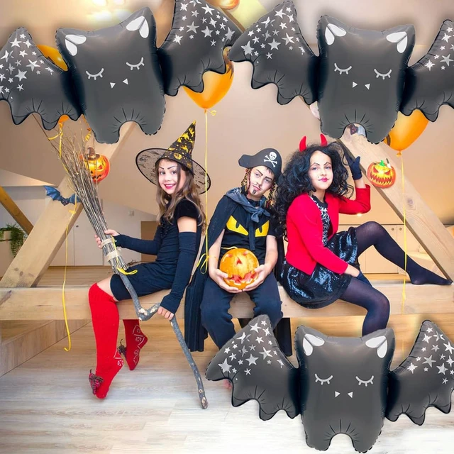 Alt view image 5 of 6 - Black Bat Balloons Man Halloween Balloons for Halloween Theme Party Supplies Spooky Party Decor Birthday Party Decorations Supplies Balloon Sets-3 Pcs