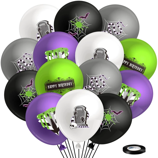 Main image of Beetle Balloons Party Decorations - 50pcs Horror Movie Spider Themed Latex Balloon Arch Bulk for Birthday Holiday Horrible Theme Halloween Party Favor Supplies (12 inch)