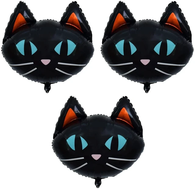 Main image of 25.6" Black Cat Balloons - Cat Head Foil Balloon Decoration for Halloween Birthday Baby Shower Animal Party Day of Death Decor Supplier 3PCS