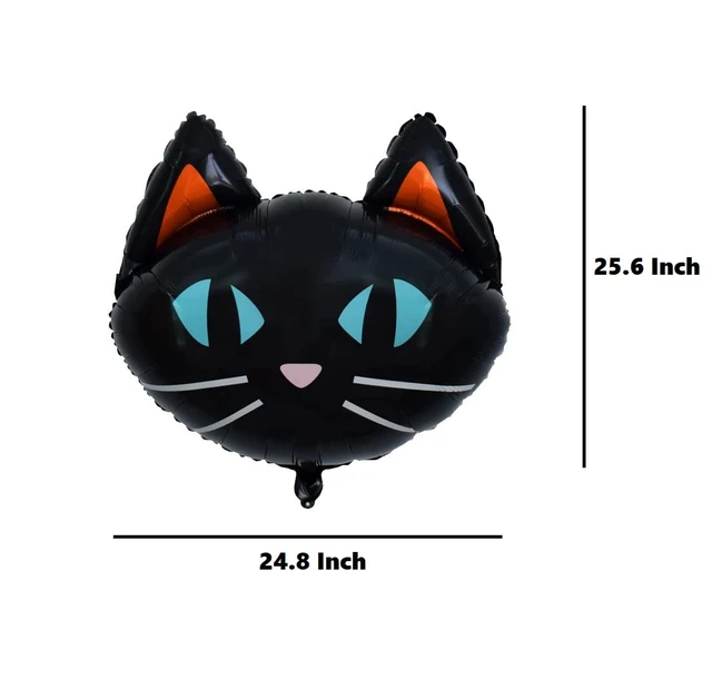 Alt view image 3 of 3 - 25.6" Black Cat Balloons - Cat Head Foil Balloon Decoration for Halloween Birthday Baby Shower Animal Party Day of Death Decor Supplier 3PCS