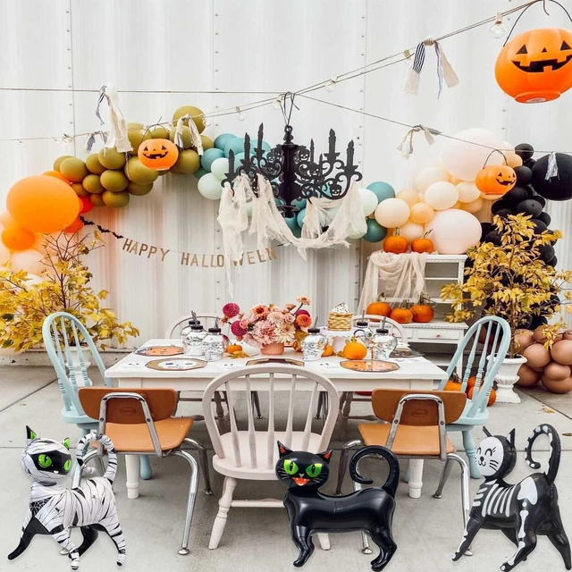 Alt view image 5 of 7 - 3 Pack Black Cat Balloons, 3D Standing Halloween Balloons, Mummy Skeleton Cat Decorations for 90s Halloween Decorations Trick or Treat Party Supplies