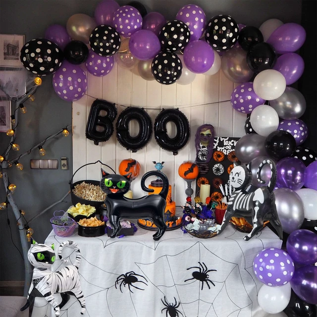 Alt view image 6 of 7 - 3 Pack Black Cat Balloons, 3D Standing Halloween Balloons, Mummy Skeleton Cat Decorations for 90s Halloween Decorations Trick or Treat Party Supplies