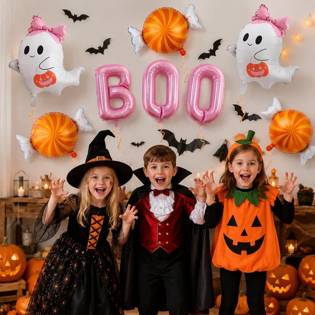 Alt view image 3 of 7 - 9Pcs Halloween Balloons, Pink Boo Balloons for Halloween Party Decorations | Pink Bow Ghosts Balloons for Halloween Party Decorations - Boo Candy Balloons for Baby Showe,Halloween Birthday Decorations