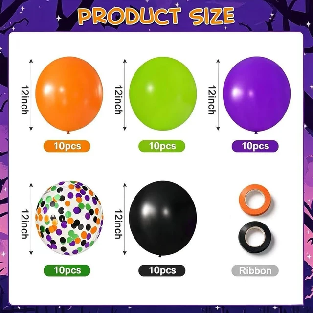 Alt view image 3 of 7 - 50 Pack Halloween Balloons 12 Inch Halloween Party Decorations | Halloween Party Decorations for Trick or Treat, Haunted House, Theme Birthday Party Supplies