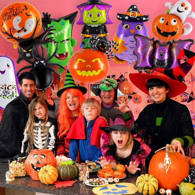 Alt view image 6 of 7 - 10 Pcs Halloween Balloons Set, Halloween Foil Balloons Hallow Party Decorations Ghost Pumpkin Witch Bat Spider Monster Mylar Balloon for Hallow Birthday Party Decorations Supplies