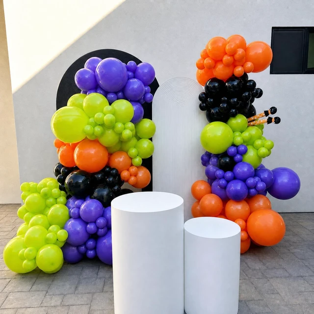Alt view image 4 of 6 - Orange Purple Green Black Balloons for Halloween Birthday Party Decorations | 60Pcs Halloween Balloons, Confetti Balloons, Halloween Baby Shower Bachelorette Spooky Party Decorations, 12Inch