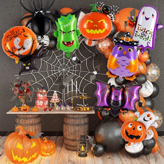 Alt view image 7 of 7 - 10 Pcs Halloween Balloons Set, Halloween Foil Balloons Hallow Party Decorations Ghost Pumpkin Witch Bat Spider Monster Mylar Balloon for Hallow Birthday Party Decorations Supplies