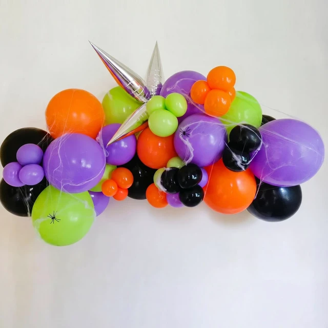 Alt view image 6 of 6 - Orange Purple Green Black Balloons for Halloween Birthday Party Decorations | 60Pcs Halloween Balloons, Confetti Balloons, Halloween Baby Shower Bachelorette Spooky Party Decorations, 12Inch