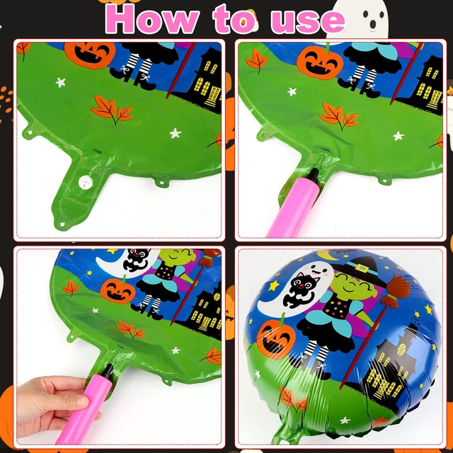 Alt view image 3 of 7 - 18Pcs Halloween Foil Balloons Halloween Aluminum Foil Balloon Mylar Balloons Colorful Foil Balloons, Pumpkin,Ghost,Skull,Monster Tree Foil Balloon for Hallow Bar Home Decor Supplies