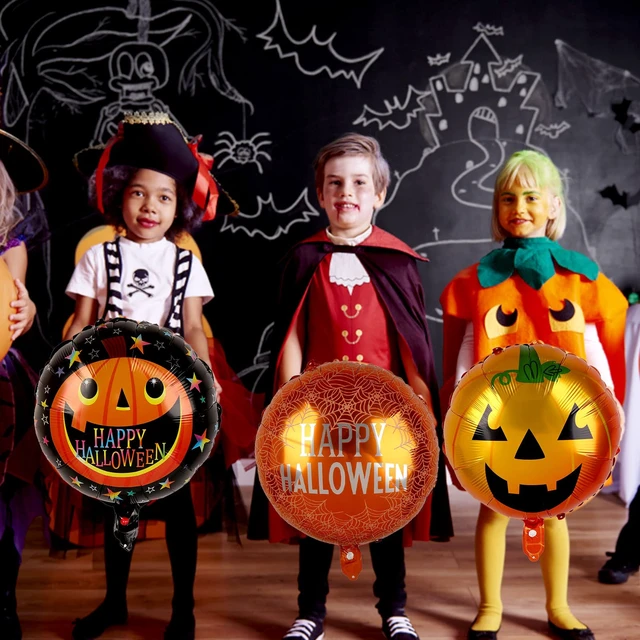 Alt view image 7 of 7 - 18Pcs Halloween Foil Balloons Halloween Aluminum Foil Balloon Mylar Balloons Colorful Foil Balloons, Pumpkin,Ghost,Skull,Monster Tree Foil Balloon for Hallow Bar Home Decor Supplies