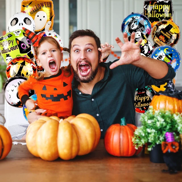 Alt view image 5 of 7 - 18Pcs Halloween Foil Balloons Halloween Aluminum Foil Balloon Mylar Balloons Colorful Foil Balloons, Pumpkin,Ghost,Skull,Monster Tree Foil Balloon for Hallow Bar Home Decor Supplies