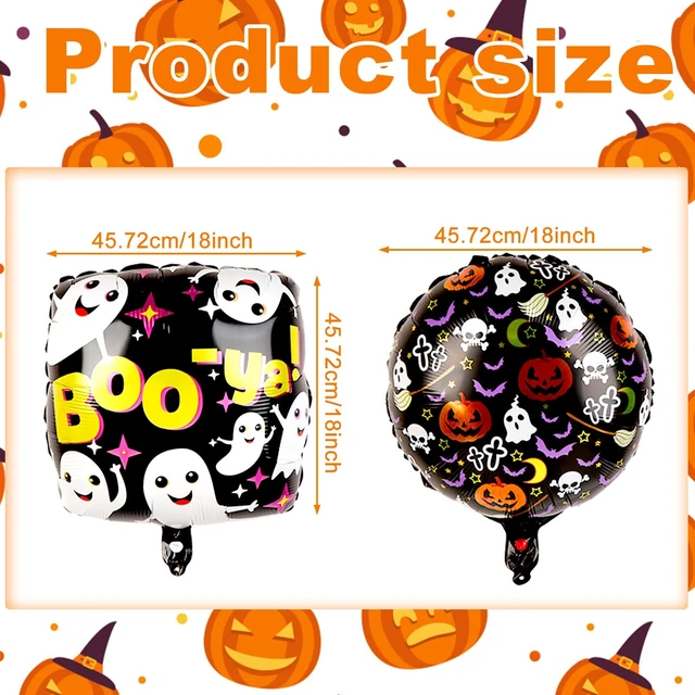 Alt view image 2 of 7 - 18Pcs Halloween Foil Balloons Halloween Aluminum Foil Balloon Mylar Balloons Colorful Foil Balloons, Pumpkin,Ghost,Skull,Monster Tree Foil Balloon for Hallow Bar Home Decor Supplies