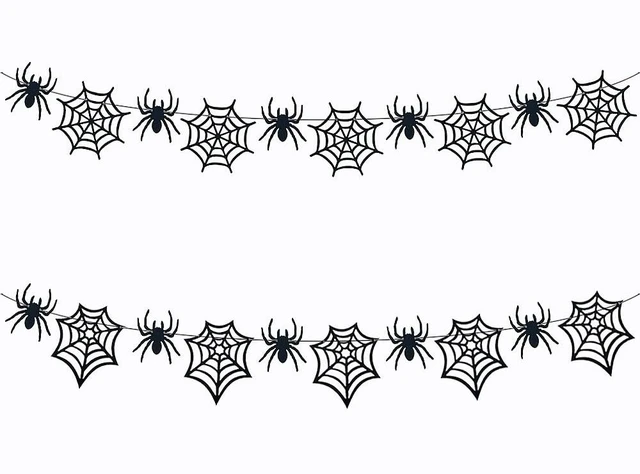Main image of 2 Pack Spider Web Garland Felt Banner Hanging Spider Web Decorations for Halloween Home House Fireplace Decorations