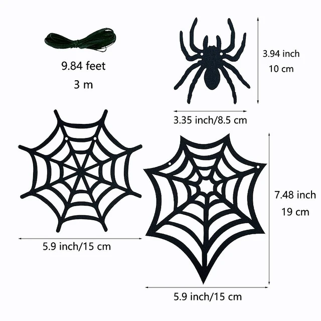 Alt view image 2 of 7 - 2 Pack Spider Web Garland Felt Banner Hanging Spider Web Decorations for Halloween Home House Fireplace Decorations