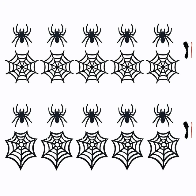 Alt view image 3 of 7 - 2 Pack Spider Web Garland Felt Banner Hanging Spider Web Decorations for Halloween Home House Fireplace Decorations