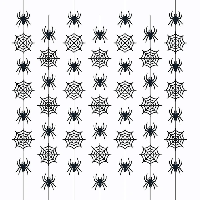 Main image of 7 Pack Felt Spider Garlands Halloween Hanging Spider Web Garlands | 7 Pack Felt Spider Garlands Hanging Spider Web Black Halloween Decorations Bulk for House Home Decorations