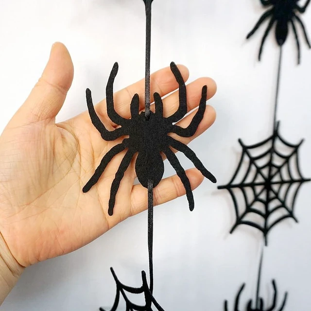 Alt view image 7 of 7 - 7 Pack Felt Spider Garlands Halloween Hanging Spider Web Garlands | 7 Pack Felt Spider Garlands Hanging Spider Web Black Halloween Decorations Bulk for House Home Decorations