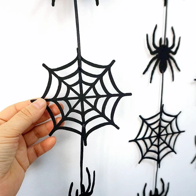 Alt view image 6 of 7 - 7 Pack Felt Spider Garlands Halloween Hanging Spider Web Garlands | 7 Pack Felt Spider Garlands Hanging Spider Web Black Halloween Decorations Bulk for House Home Decorations